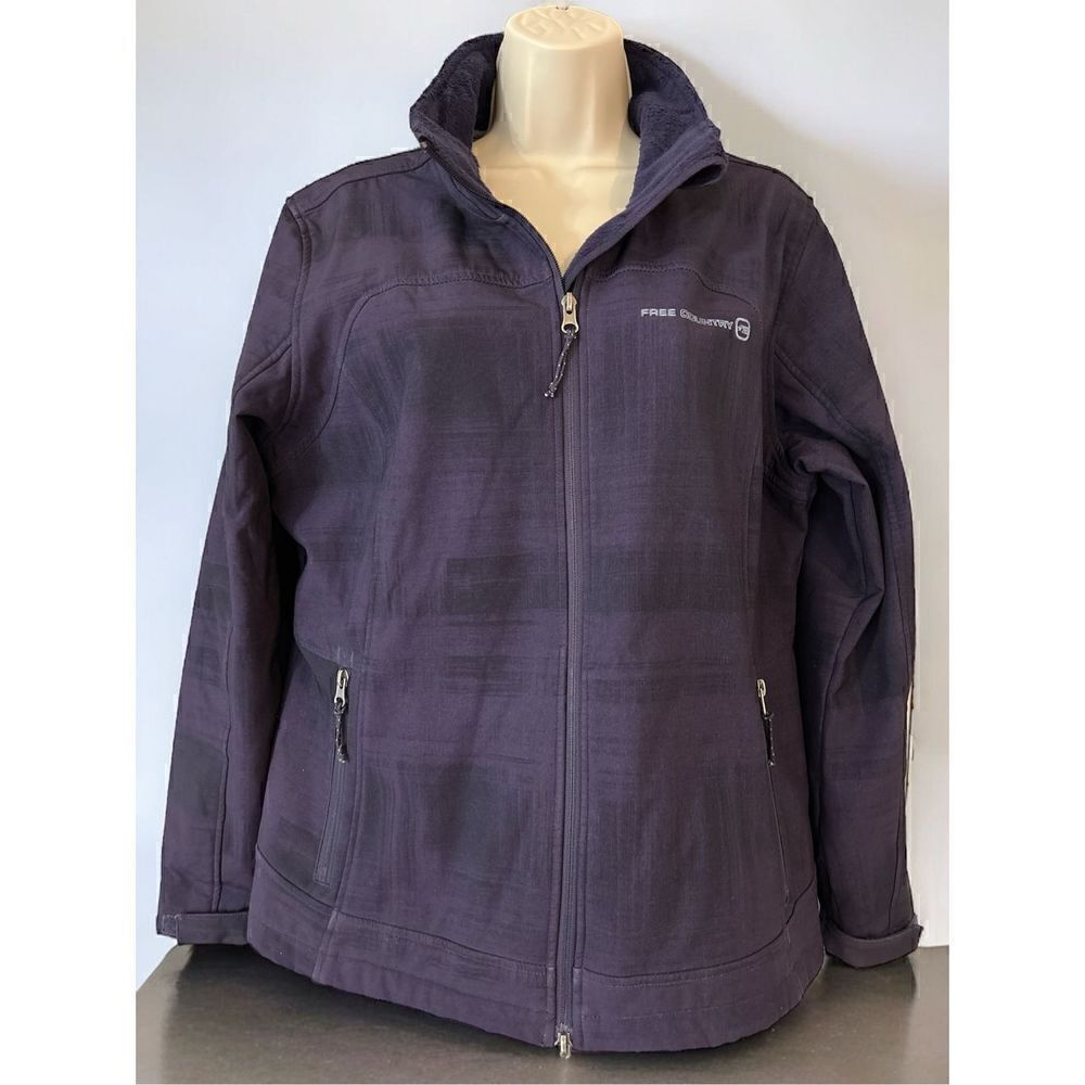 Free Country Women's Size Large Purple Black Super Softshell Insulated Jacket